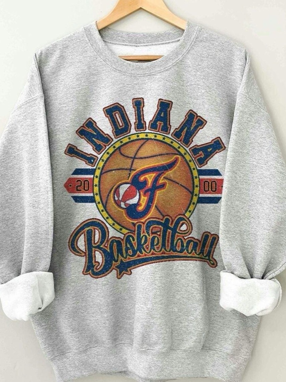 Vintage Indiana Basketball Sweatshirt Retro Graphic Pullover Sportswear Top